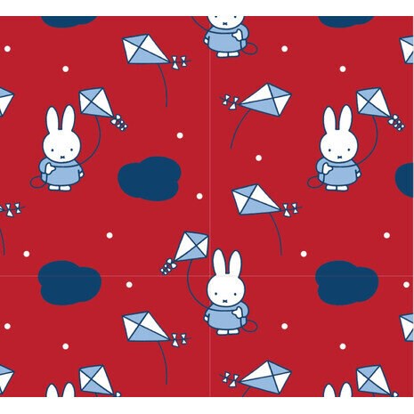 Miffy with kite & clouds on red